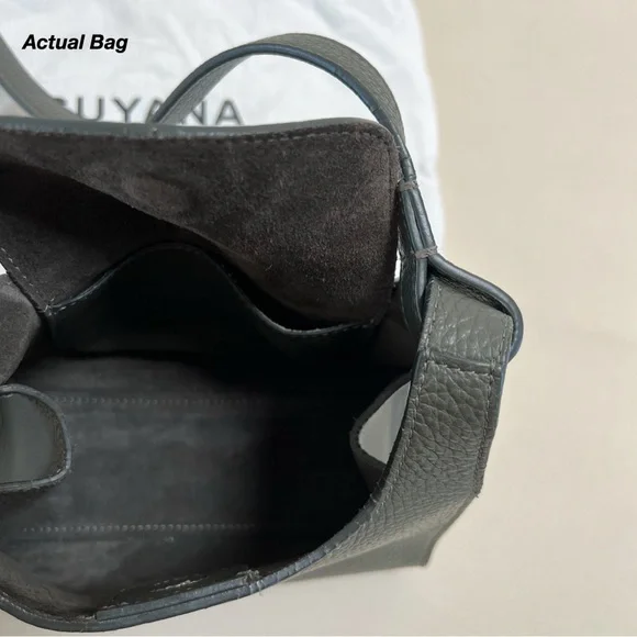 NWT: CUYANA MINI DOUBLE LOOP BAG IN DARK OLIVE PEBBLED LEATHER (O/S) - Picture 13 of 16